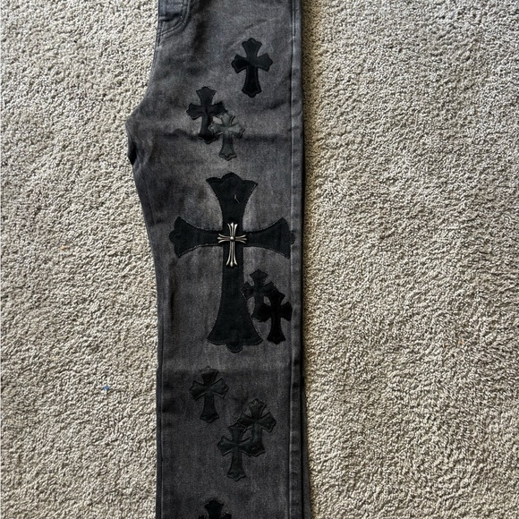 Black Cross Patterned Jeans